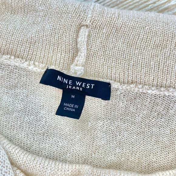 Nine West Cowl Neck Tunic Sweater | Ivory/Gold Size M - Picture 2 of 9